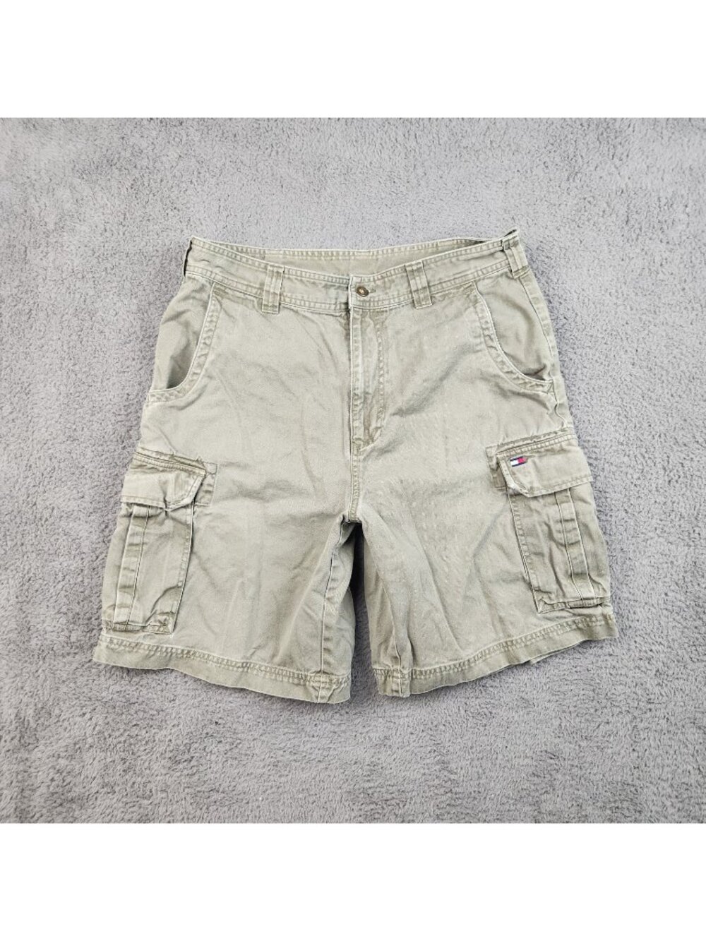 Vintage Y2K Men's Cargo Shorts Size 34 Tommy Hilfiger‎ Baggy Army Green Pockets